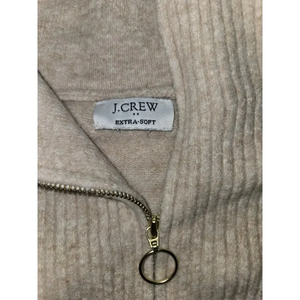J.Crew quarter-zip Extra Soft beige, cable-knit Sweater Best Fits Size Sm/m